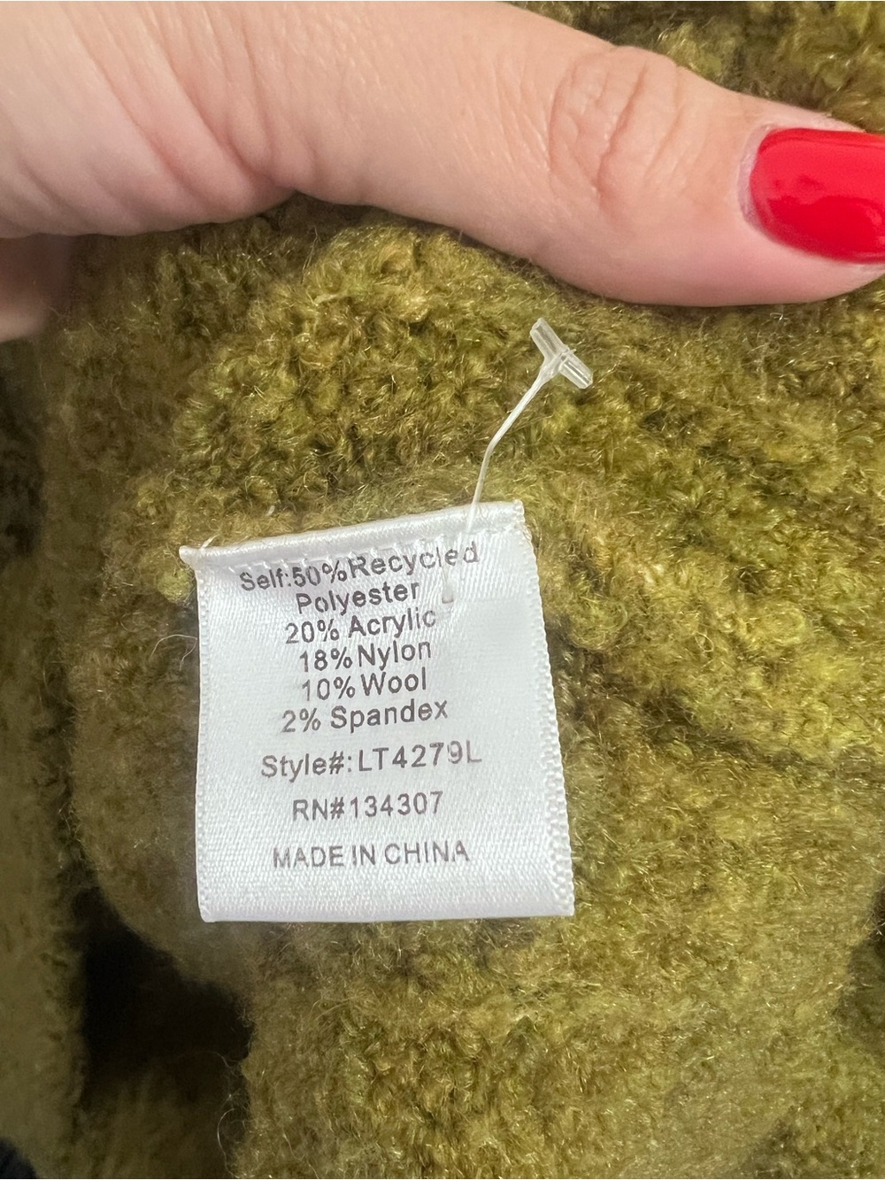 Line & Dot Clover Sweater Olive Green Cable Knit Cropped Cardigan Cozy Size L - Picture 7 of 8